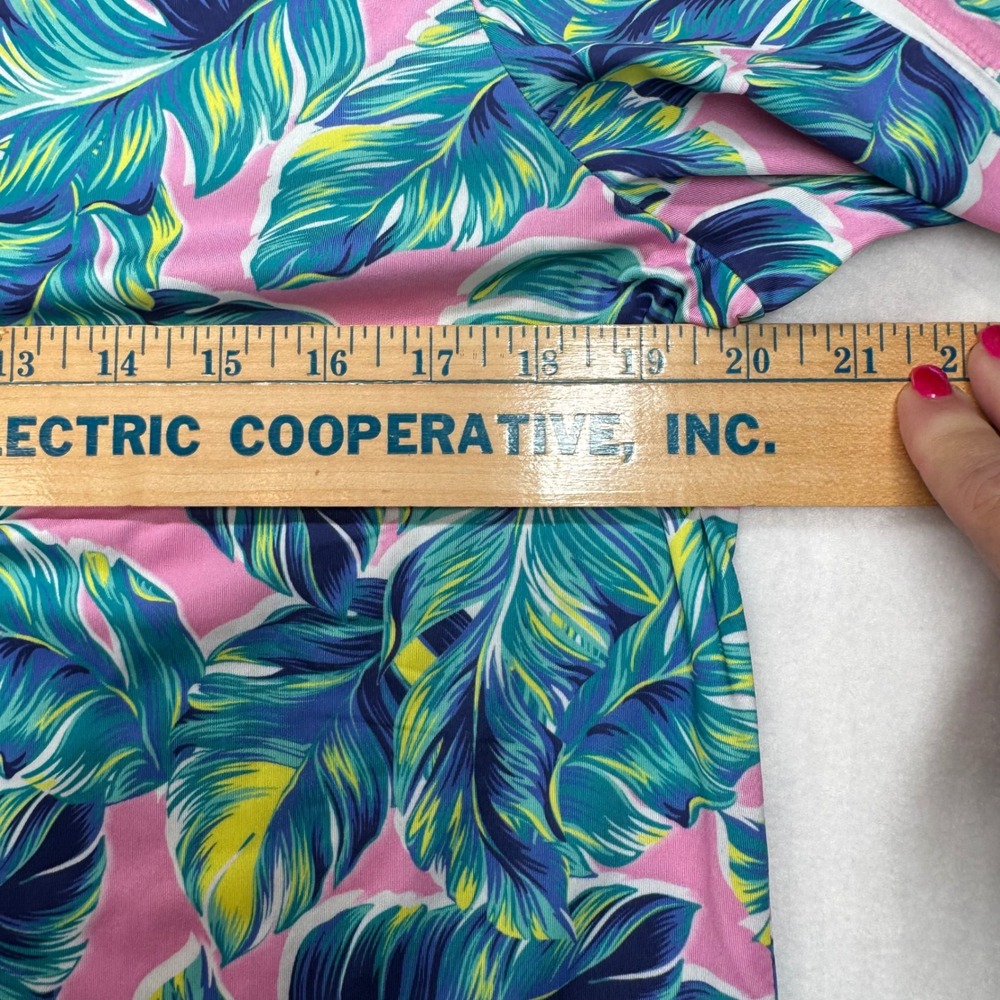Tail Womens Tropical Leaf Quarter Zip Pickleball Golf Top Pink Teal Large - Picture 6 of 7